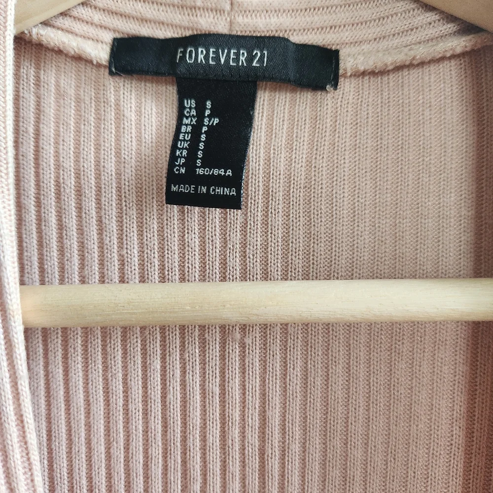 Cream Ribbed Long Cardigan - Picture 5 of 5